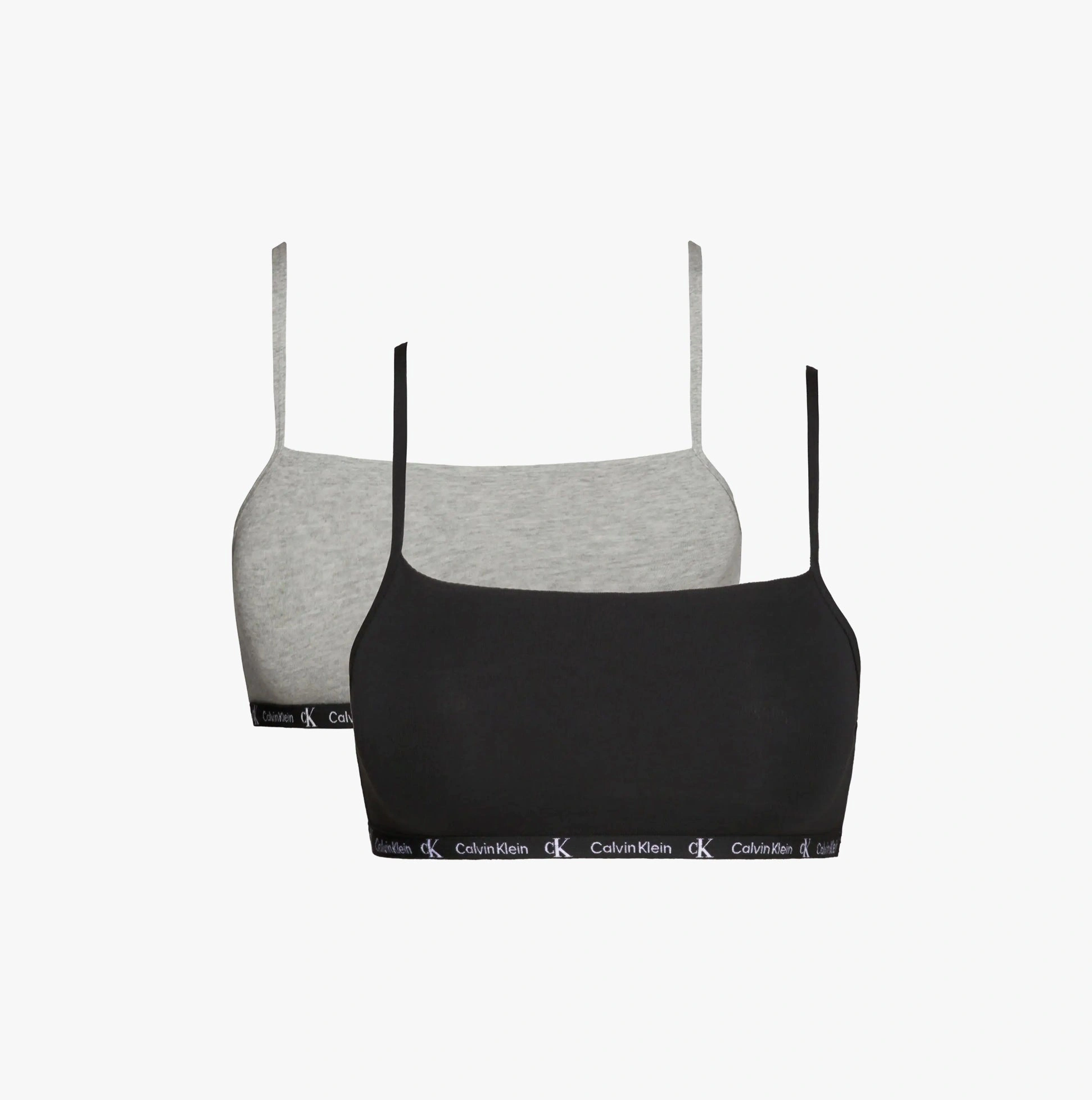 Vintage Calvin Klein 90s Cotton Bralette 2-Pack Black Heather