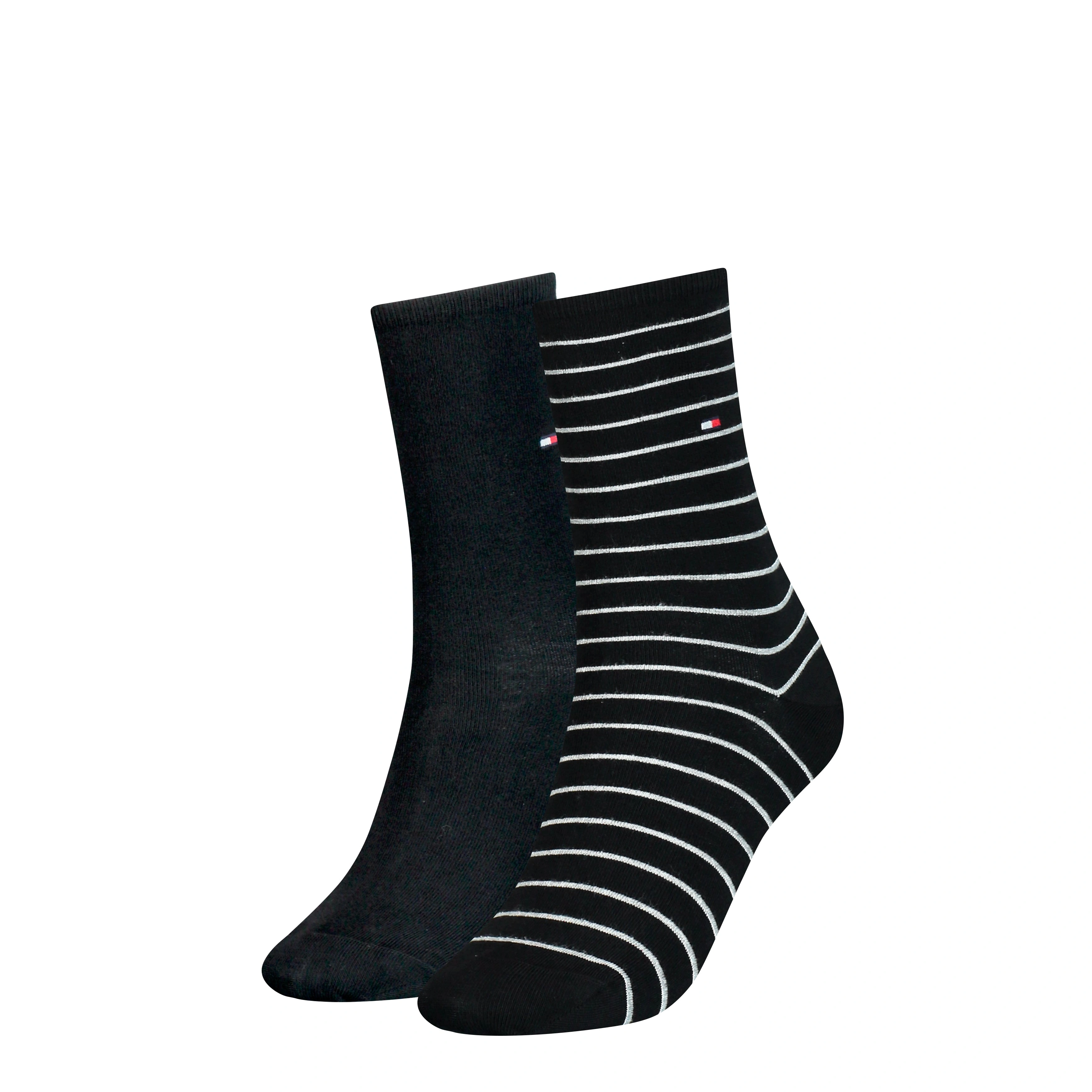 Tommy Hilfiger Stripe Socks: 2-Pack Black - Classic Comfort & Style!