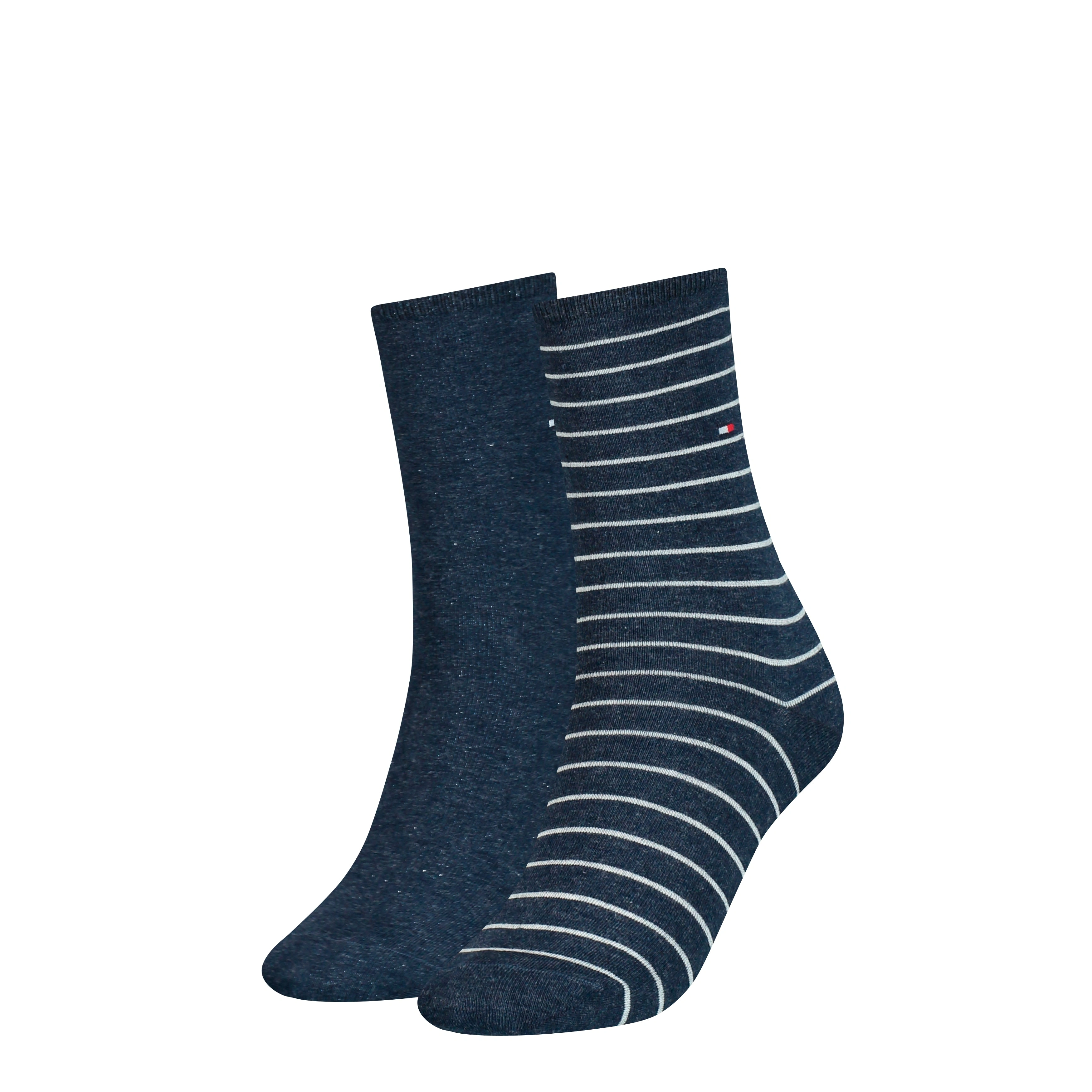Tommy Hilfiger Striped Crew Socks: Navy 2-Pack - Classic Comfort & Style.